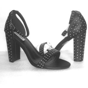 Black Studded Single Strap Heels / Sandals